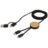 Câble 5 en 1 Chechia en plastique recyclé de 150 cm pour la synchronisation des données et la charge rapide de 27 W avec détails en bambou