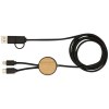Câble 5 en 1 Chechia en plastique recyclé de 150 cm pour la synchronisation des données et la charge rapide de 27 W avec détails en bambou