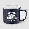 Wyoming - 385 ml Mug de camping émaillé avec bord en acier inoxydable (+Sérigraphie)