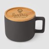 Café Virtuoso - 355 ml Tasse en céramique avec couvercle en bambou (+Sérigraphie)