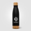 Ibiza Bamboo - 650 ml Bouteille en acier inoxydable à double paroi (+Sérigraphie)