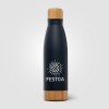 Ibiza Bamboo - 650 ml Bouteille en acier inoxydable à double paroi (+Sérigraphie)