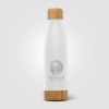 Ibiza Bamboo - 650 ml Bouteille en acier inoxydable à double paroi (+Sérigraphie)