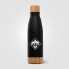 Ibiza Bamboo - 650 ml Bouteille en acier inoxydable à double paroi (+Sérigraphie)
