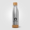 Ibiza Bamboo - 650 ml Bouteille en acier inoxydable à double paroi (+Sérigraphie)