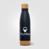 Ibiza Bamboo - 650 ml Bouteille en acier inoxydable à double paroi (+Sérigraphie)