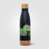 Ibiza Bamboo - 650 ml Bouteille en acier inoxydable à double paroi (+Sérigraphie)
