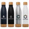 Ibiza Bamboo - 650 ml Bouteille en acier inoxydable à double paroi (+Sérigraphie)