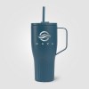 Gobelet Majesty en acier inoxydable recyclé avec paille - 890 ml (+Sérigraphie)