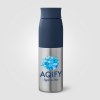 Bouteille Borealis à couvercle à torsion en acier inoxydable recyclé - 650 ml (+Sérigraphie)