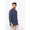 Chemise à col Mao délavée  en lin homme