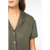 Chemise à col bowling manches courtes en lin femme