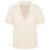 Chemise à col bowling manches courtes en lin femme