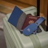 Etiquette bagage ovale en cuir made in France