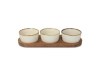 InSideOut Support en bois avec 3 bols ronds en céramique