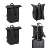 OSASCO BPACK. Sac à dos à roulettes avec système de fermeture à glissière permettant de rouler la partie supérieure pour l'adapter au volume du sac à dos, fabriqué en polyester recyclé 600D