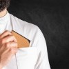 Porte-cartes de visite en métal avec surface en liège