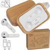 Casque d'écoute Bluetooth dans un emballage en bois