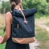 Sac à dos RPET en polyester bicolore 300D, RPET 210D et base en liège
