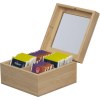 Boîte de rangement pour le thé en bambou avec couvercle en verre pour 40 sachets de thé