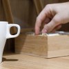 Boîte de rangement pour le thé en bambou avec couvercle en verre pour 40 sachets de thé