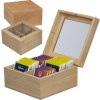 Boîte de rangement pour le thé en bambou avec couvercle en verre pour 40 sachets de thé