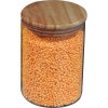 Pot en verre borosilicaté avec couvercle en bois de pin, 700 ml