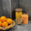 Pot en verre borosilicaté avec couvercle en bois de pin, 1000 ml