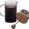 Cafetière ou théière en verre avec couvercle en bambou