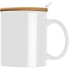 Tasse en céramique avec cuillère et couvercle en bambou