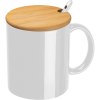 Tasse en céramique avec cuillère et couvercle en bambou