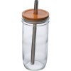 Gobelet en verre avec couvercle en bambou et paille