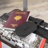 ETIQUETTE BAGAGE EN SIMILI-CUIR NOIR GRAINE
