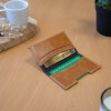 PORTE-CARTES FOLIO AVEC OU SANS ANTI-RFID  EN CUIR VERITABLE MARRON CLAIR