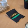 PORTE-CARTES FOLIO AVEC OU SANS ANTI-RFID EN SIMILI-CUIR NOIR GRAINE