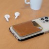 PORTE-CARTE POUR SMARTPHONE AVEC ADHESIF 3M EN CUIR VERITABLE MARRON CLAIR