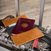 PORTE-PASSEPORT / CARTE GRISE / ASSURANCE EN CUIR VERITABLE MARRON CLAIR