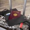 PORTE-PASSEPORT / CARTE GRISE / ASSURANCE  EN SIMILI-CUIR NOIR GRAINE