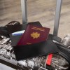 PORTE-PASSEPORT / CARTE GRISE / ASSURANCE  EN SIMILI-CUIR LISSE NOIR