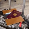 PORTE-PASSEPORT / CARTE GRISE / ASSURANCE  EN SIMILI-CUIR LISSE MARRON