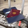 PORTE-PASSEPORT / CARTE GRISE / ASSURANCE CUIR RECYCLÉ BLEU MARINE