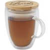 Tasse en verre Leona de 350 ml avec couvercle en bambou