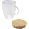 Tasse en verre Leona de 350 ml avec couvercle en bambou