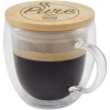 Tasse en verre Lenora de 250 ml avec couvercle en bambou