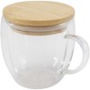 Tasse en verre Lenora de 250 ml avec couvercle en bambou
