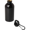 Bouteille d'eau Oregon de 400 ml simple paroi en acier recyclé certifié RCS avec mousqueton