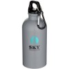 Bouteille d’eau Oregon de 400 ml à simple paroi avec finition MATE, en acier inoxydable recyclé certifié RCS avec mousqueton
