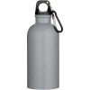 Bouteille d’eau Oregon de 400 ml à simple paroi avec finition MATE, en acier inoxydable recyclé certifié RCS avec mousqueton