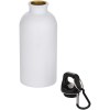 Bouteille d’eau Oregon de 400 ml en acier inoxydable recyclé à simple paroi certifié RCS avec mousqueton (impression par sublimation)
