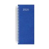 AGENDA DE CAISSE 2026 - DOS CARRE COUSU COLLE EMBOITE - 137 x 335 mm - COUVERTURE BLEUE - TRANSFERT A CHAUD - 4 PAGES (2 FEUILLES) QUADRI EN DEBUT D'AGENDA
